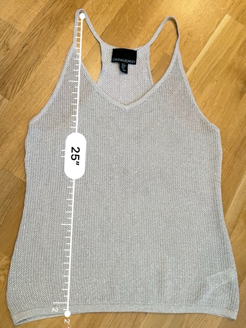 Cynthia Rowley Shimmer Knit V-Neck Tank in Light Silver-Beige - Picture 8 of 8
